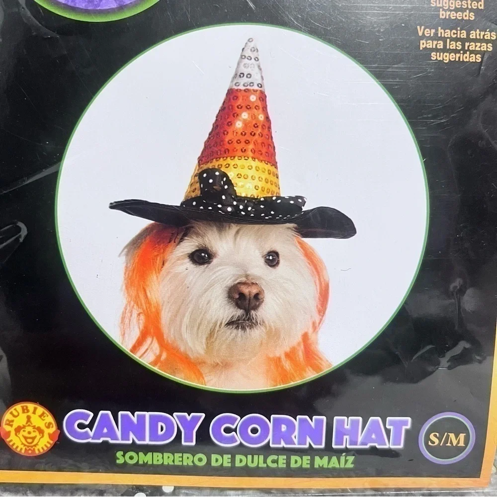 NWT Rubies Pet Shop candy corn hat with orange hair size sm-med dogs
